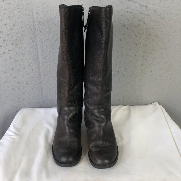 Sofft Boots Womens Size 7.5 Brown Knee High Leather Back Lace Zip Riding Tall - Picture 3 of 16